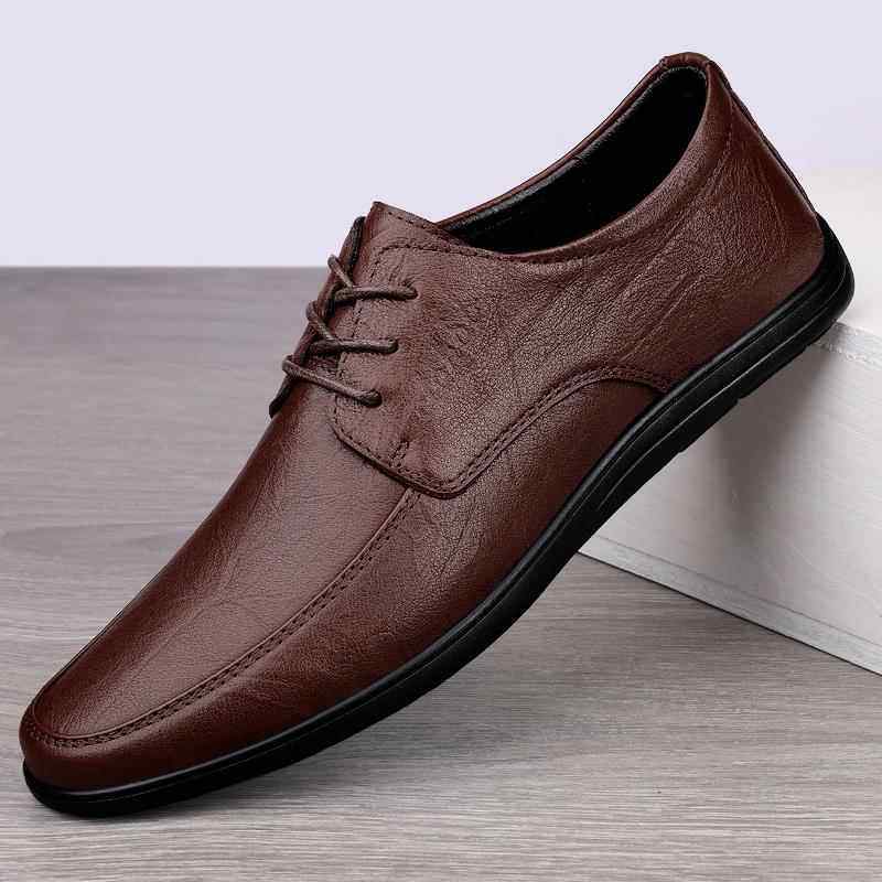 高档士皮鞋男真皮冬季加绒保豆暖豆鞋男休闲 鞋黑商务正装底鞋子