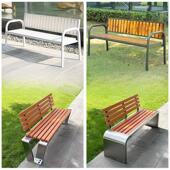 不锈钢公园长椅户外椅子防腐实木室外长凳休闲座椅庭院塑木长椅凳