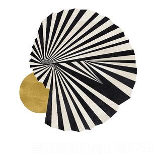 高档TipToe规圆形地客厅不则黑白简约轻奢感茶几衣帽间毯室卧床边