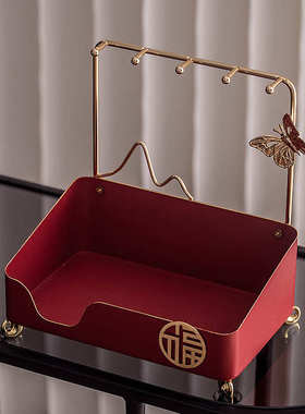 新中式轻奢玄关钥匙收纳摆件客厅茶几创意托盘家居乔迁送礼装饰品