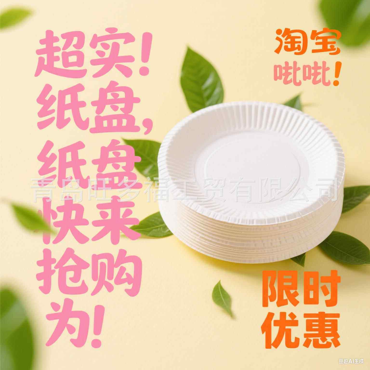 一件包邮|使用纸盘一次性纸盘餐具白卡纸外贸派对烧烤纸盘圆纸碟