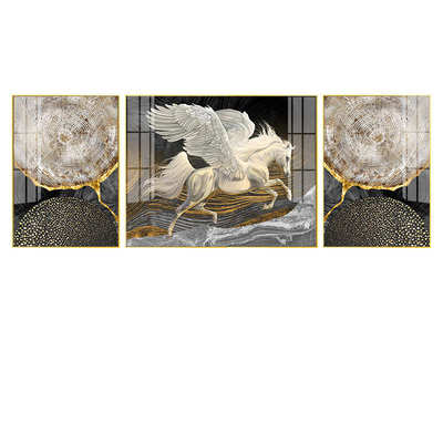 客厅装饰画 沙发背景墙壁 简约挂画 立体镶钻北欧三联晶瓷画