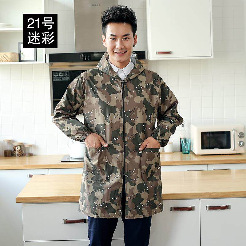 高档韩版时尚罩衣大人工作男士拉链围裙长袖防水房防油厨服家穿用