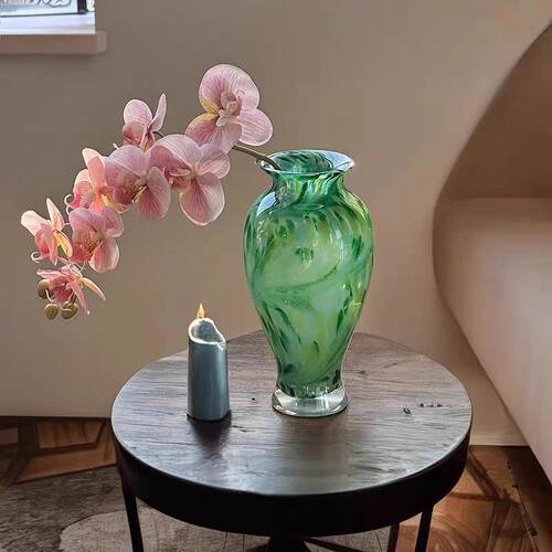 简约绿野仙踪琉璃高货花瓶设计师艺术花器摆件客厅酒店玄关装饰品