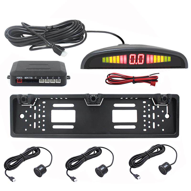 新款欧框倒车雷达原车无损安装蜂鸣LED显示3探头任意选择外贸专用