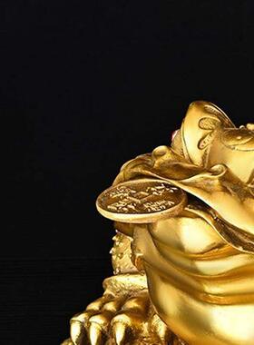 黄铜三角金蟾摆件招三足脚八卦金蝉蟾蜍玄关装饰工艺开业礼品财