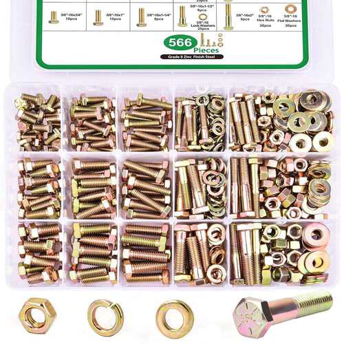 跨境盒装907pcs/566-523pcs722pcs高强度彩锌外六角螺栓螺母套装