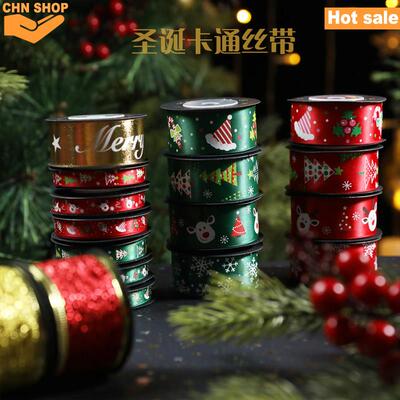 Christmas decorations Ribbon Gift wrapper paper Wired Ribbon
