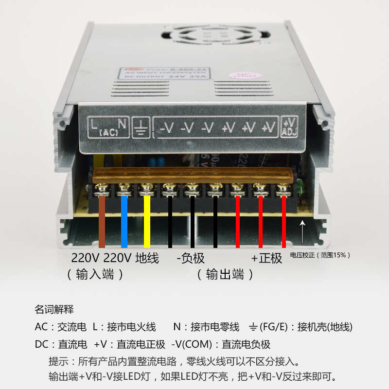 厂家直销LED开关电源24V 21A 500W灯带灯箱监控24V500W电源变压器