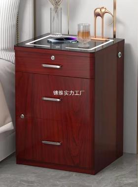 虎智多功能床头柜保险柜437体能隐形式指纹锁卧室无线牌充电一床