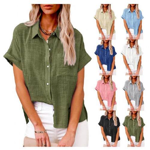 Women's linen shirt short sleeved shirt 女装麻衬衫短袖衬衣