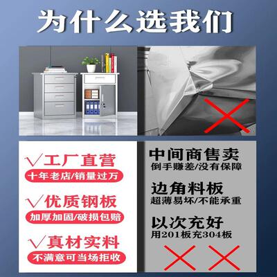 304不5521锈钢矮柜室外工具文件资储物收纳车库小抽屉柜锁床料头