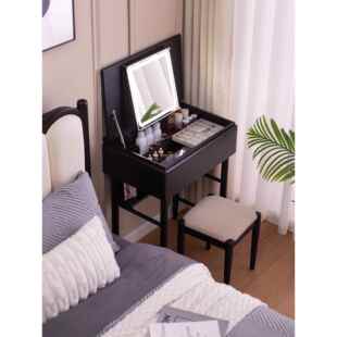 上诚60cm梳妆台主卧室实木小公寓翻转法式 覆古翻转床头迷你高端黑