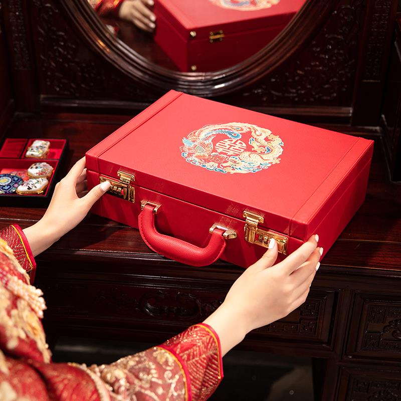 结婚礼金盒提亲聘礼箱彩礼钱盒子装万元红包订婚用品大全万申路