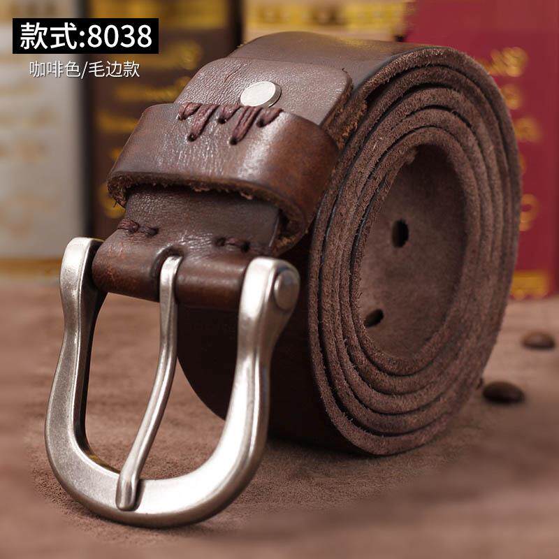 正品皮带潮ins牛仔裤男整纯牛皮张男士手工古腰带真皮复针扣软皮