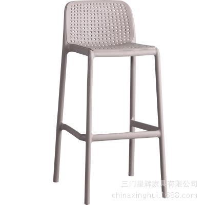 北欧创意简约户外休闲凳子靠背椅吧椅塑料吧椅高脚椅酒吧椅