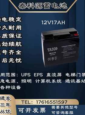 TAICO泰科源蓄电池FM/TP 12V17AH 直流屏 消防通讯 UPS电源主机