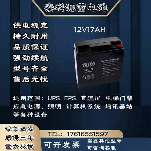 TAICO泰科源蓄电池FM/TP 12V17AH 直流屏 消防通讯 UPS电源主机