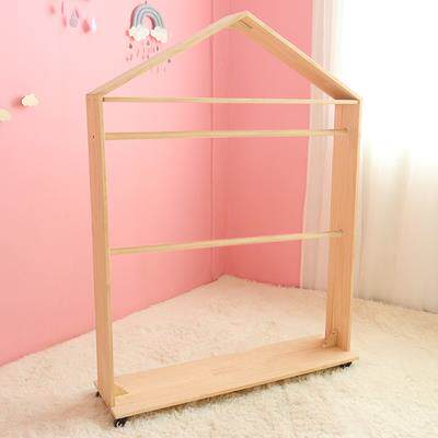 正品ins北欧风实木滚落地式小房子衣架动儿童服装店展架轮可移示