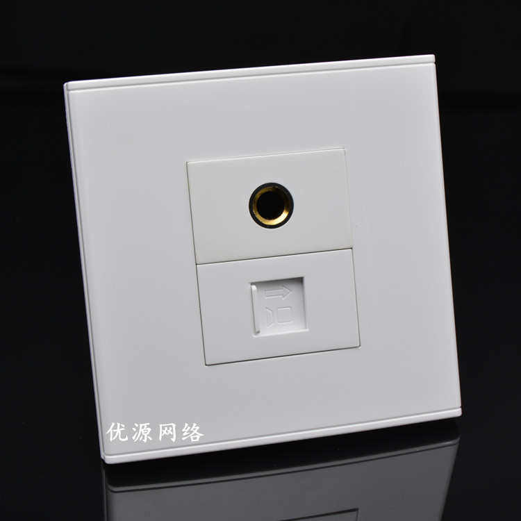 86型CAT6网络话筒插座面板免焊6.35音频话筒六类网络网口电脑面板