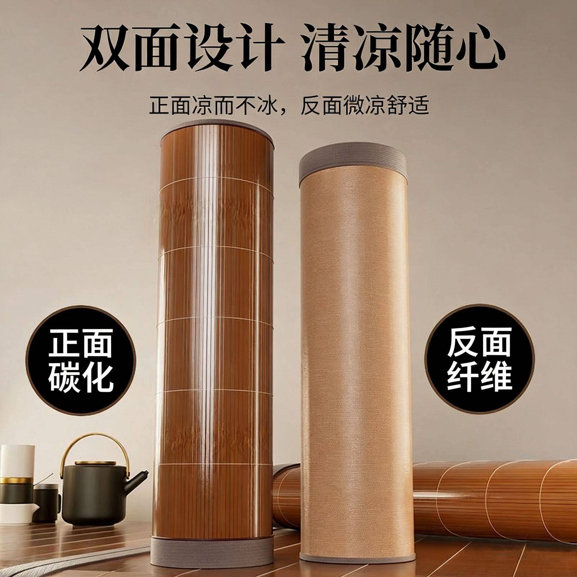 新款可折叠碳化竹席凉席家用席子青席双人学生宿舍折叠席草席