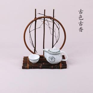 竹排配件茶垫创意垫竹编圆摆件镜花杯台茶道器花架 垫壶