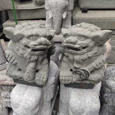 青石石雕狮子一对看门南狮镇宅石雕石狮子一对寺庙祠堂门口摆件惠