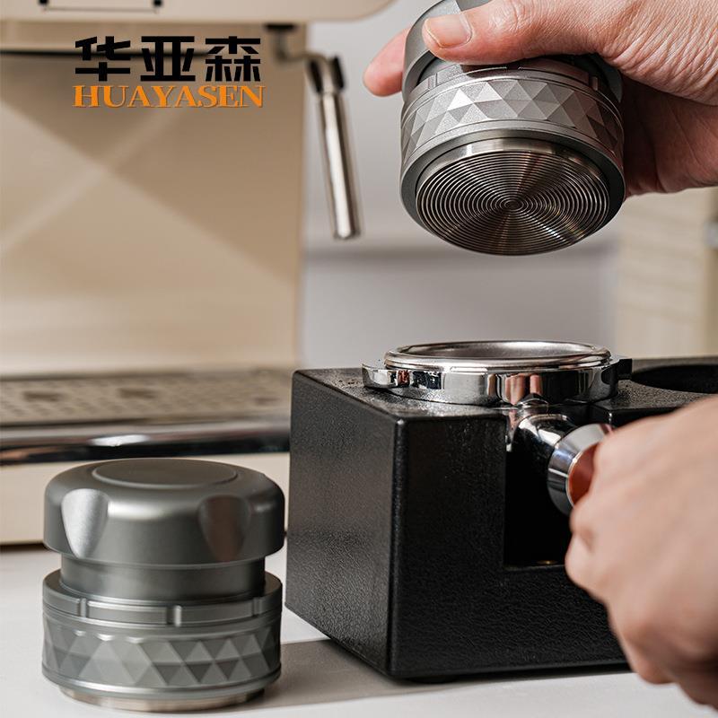 不锈钢咖啡压粉器布粉器平衡弹力恒定意式咖啡填压器带刻度58mm