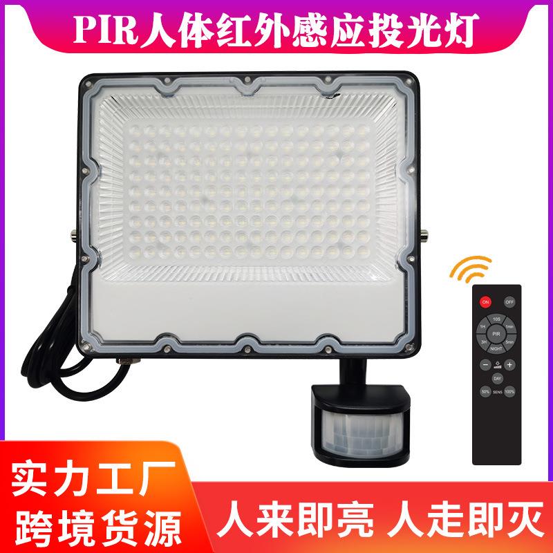 新品推荐Led人体红外感应投光灯 户外防水庭院走廊照明灯插座供电
