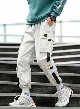 嘻哈高街工装裤束脚卫裤薄款男士裤子多口袋百搭休闲工装风九分裤
