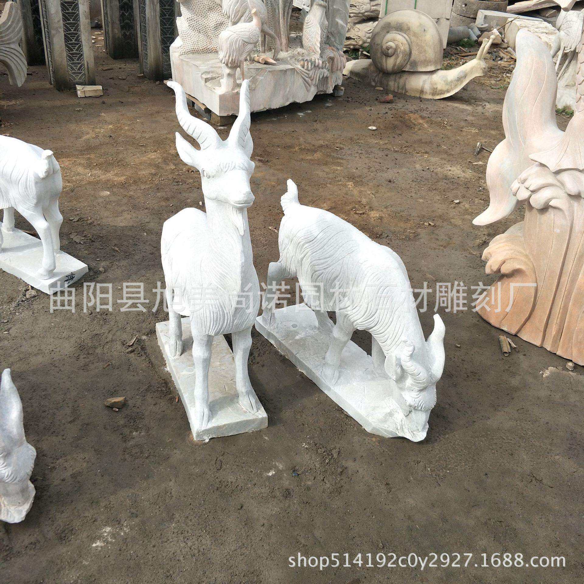 厂家供应石雕小羊 石雕山羊绵羊 三羊开泰 园林羊群雕塑摆件