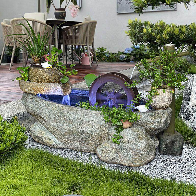 新中式户外阳台鱼池摆件假山流水喷泉招财水循环造景户外庭院景观