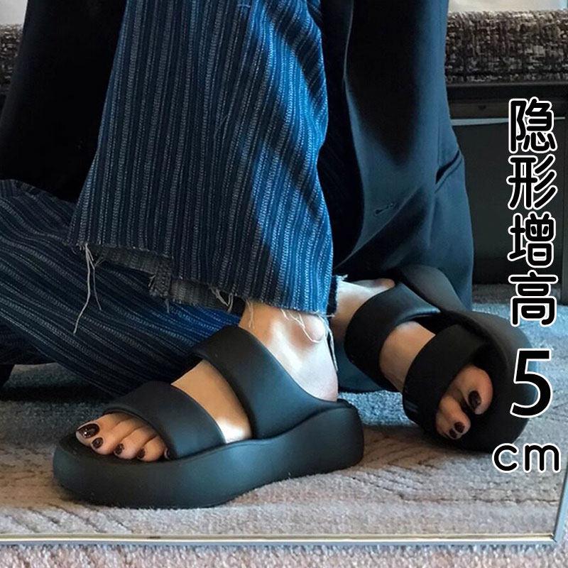 香港真皮厚底拖鞋女夏季外穿2026新款超火爆款休闲沙滩凉鞋一字拖