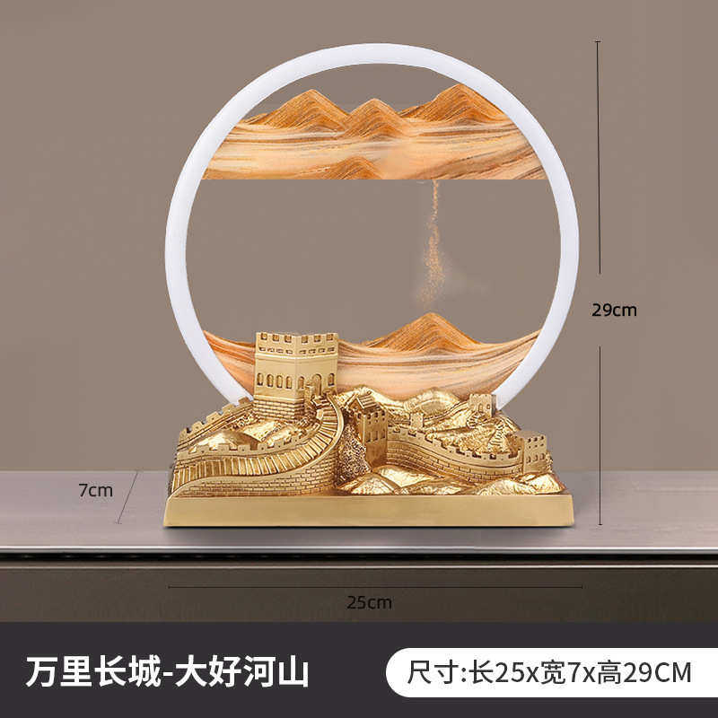 印轻福禄金山装饰品福禄现代电视流沙logo金山画玄关奢可酒柜摆件