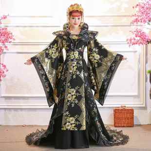 蓝古女汉皇后装成人大码服婚服色贵妃礼服演出服古代公主宫廷