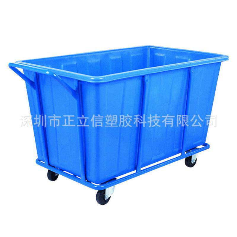 加厚300升带轮塑料水箱大号胶箱带脚轮周转箱300L胶筐带轮运输箱