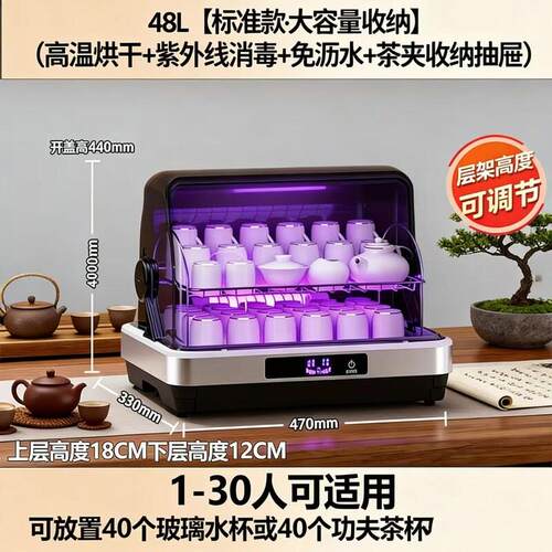 杀菌柜餐厅水杯架奶瓶茶具专用消毒柜带沥水宾馆快速消毒茶杯柜