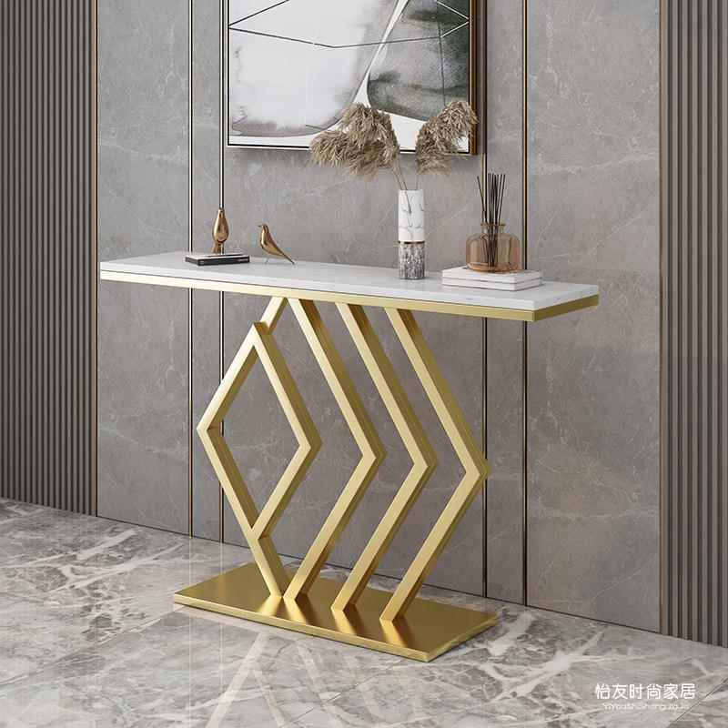 大理石玄关桌走廊客厅置物架铁艺北欧玄关台现代简约入户玄关柜