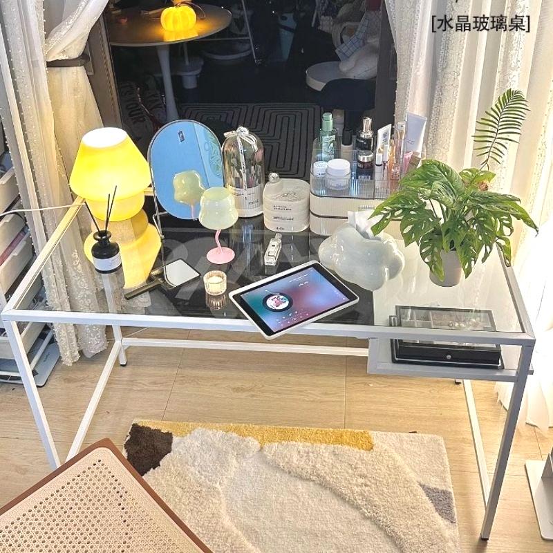 梳妆台宿舍卧室简约家用书桌小户型女生网红桌子ins风玻璃化妆桌
