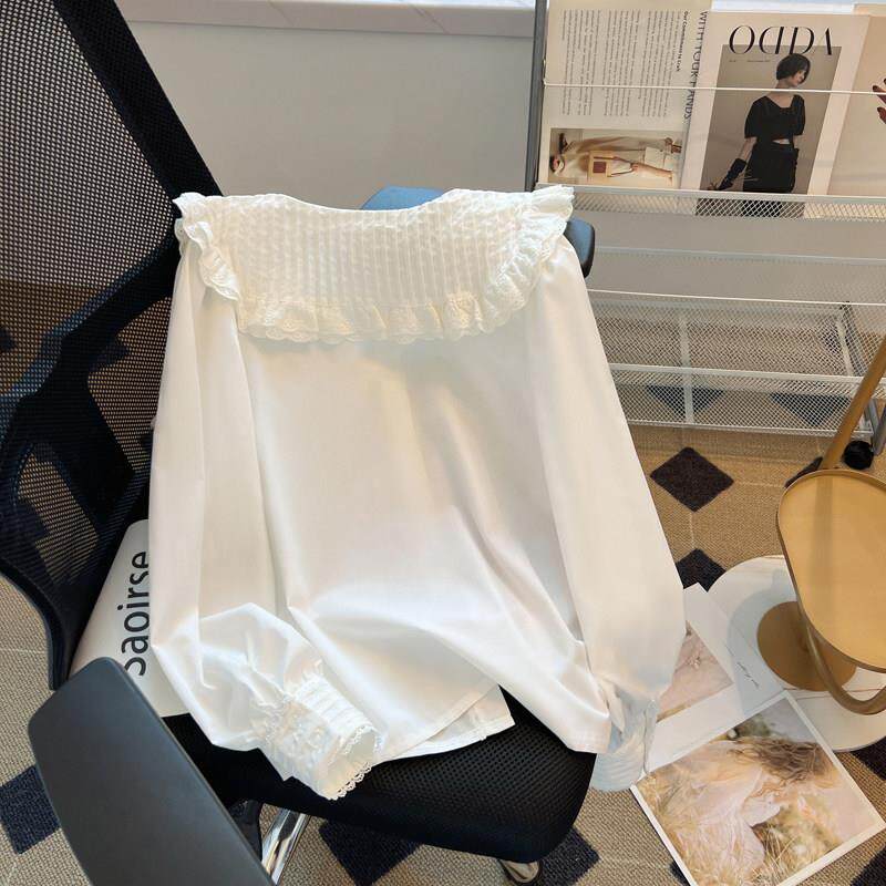 好货法式甜美娃娃领长袖衬衫女2026早秋新款洋气别致打底衬衣减龄