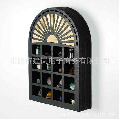 新款太阳光芒木制水晶展示架木质工艺品挂件家居装饰品摆件
