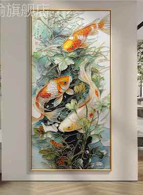 网红新廊式玄寓关装饰画好入户正中对门走过壁成道画竖意版马到功