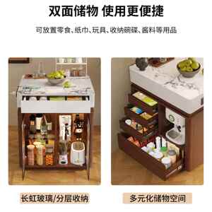 中古岩板岛GQQ开台餐桌一体风小户型家用放式单柜中岛柜可定制默