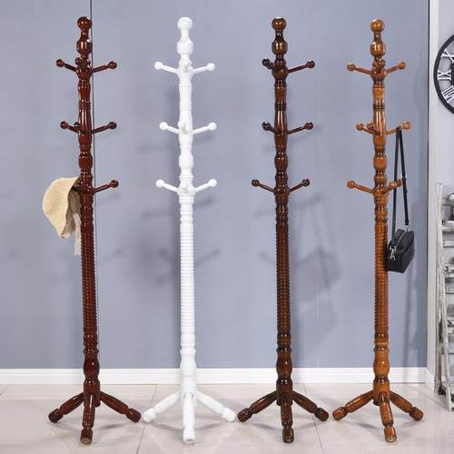 胜添螺旋小款全实木落地衣架 东北白蜡木卧室玄关衣帽架 置物架