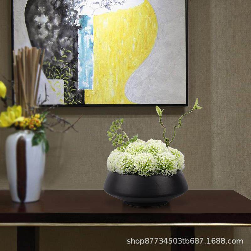 新中式仿真艺绿财果盆景植样板房客发QVC厅餐桌茶几花售楼处装饰