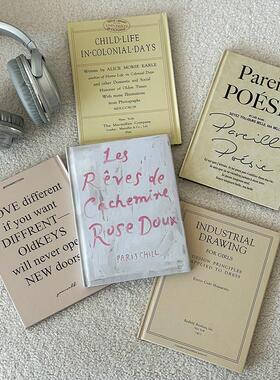 英文装饰书法式高级感笔记本双面装饰摆饰摄影拍照道具彷真书书写