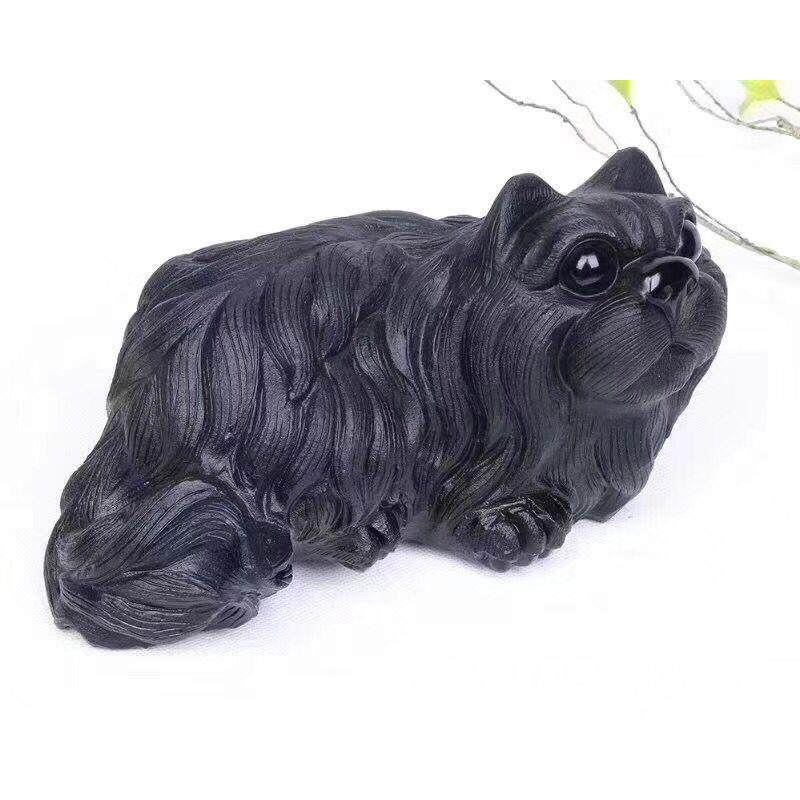 凤呈祥珠宝 厂供天然猫黑曜石摆件 家居办公室风水摆饰
