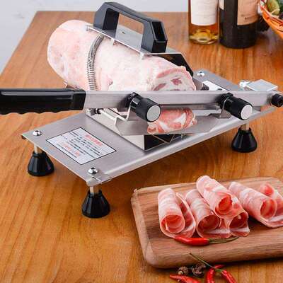用冻肉切片机新款不锈羊肉卷机肥牛块商用刨肉火锅家钢自UMX动送