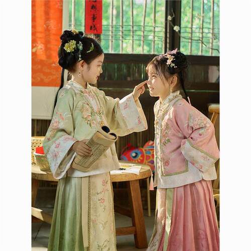 春秋新款汉服女童[春路添花]新中式国风格格服超仙马面裙日常套装