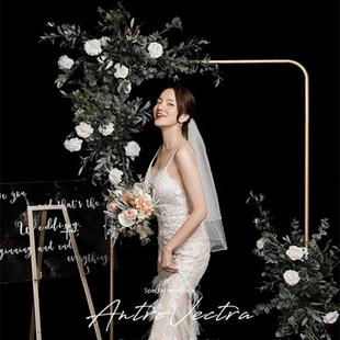 新款婚庆道具指示牌架子背景架婚礼花架迎宾区亚克力铁艺方形拱门